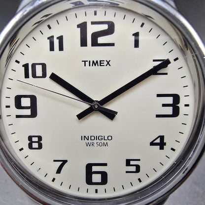 Timex Easy Reader Watch Men 43mm Cream Dial Silver Round New Battery T282011