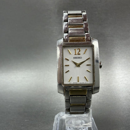 Seiko Tank Watch Women 21mm White Dial Two Tone Rectangle 1N00-0RT0 New Battery5