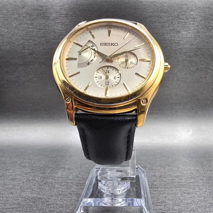Seiko Le Grand Watch Men 40mm Champagne Dial Gold Daydate Round 5Y66-0AB0 NewBat5