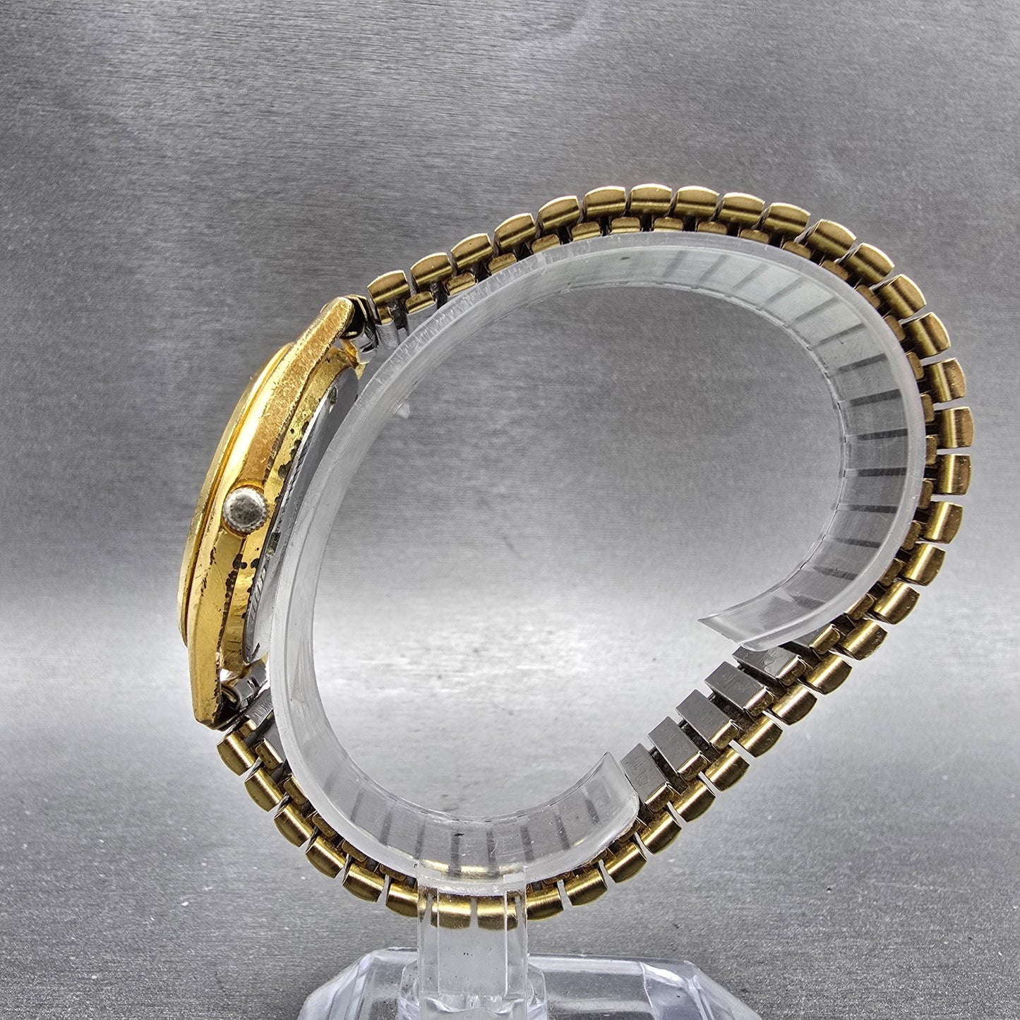Seiko Railroad Approved Watch Men 37mm White Dial Gold Tone Daydate Round PARTS7