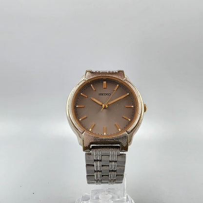 VTG Seiko Watch Women 32mm Gray Dial Silver Tone Round V701-2B50 New Battery