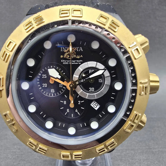 Invicta Sub Aqua Sport Chronograph Watch Men 50mm Black Dial Two Tone NewBat0