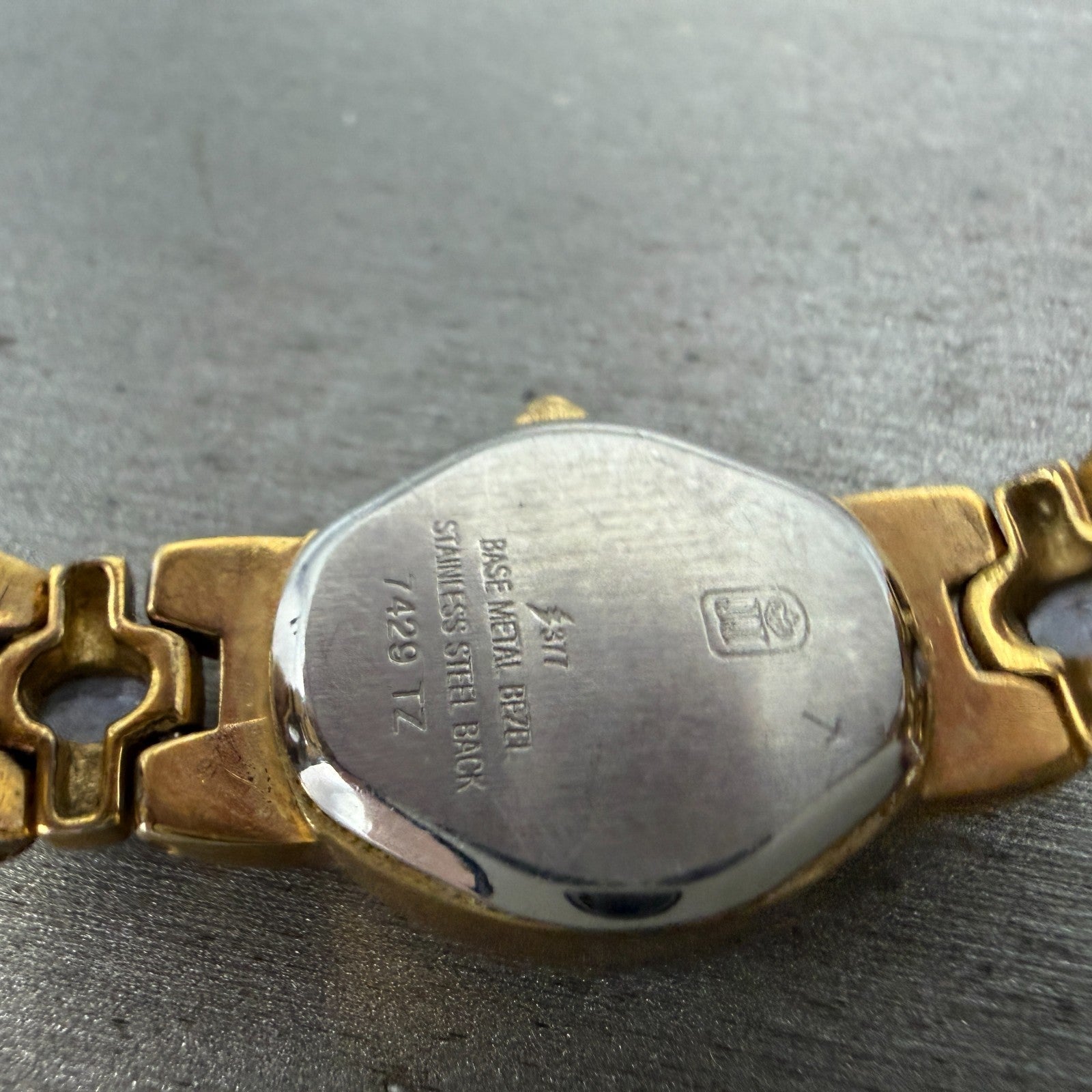 Jules Jurgenson Watch Women 17mm Champagne Dial Gold Oval Blue Gems New Batt 9089