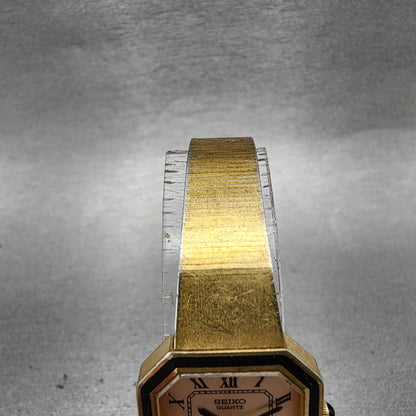 Seiko Watch Women 20mm Champagne Dial Gold Tone Octagon 23205889 New Battery4