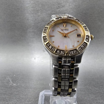 Citizen Eco-Drive Lucca Watch Women 25mm MOP Dial Two Tone Date Diamonds Runs JP5