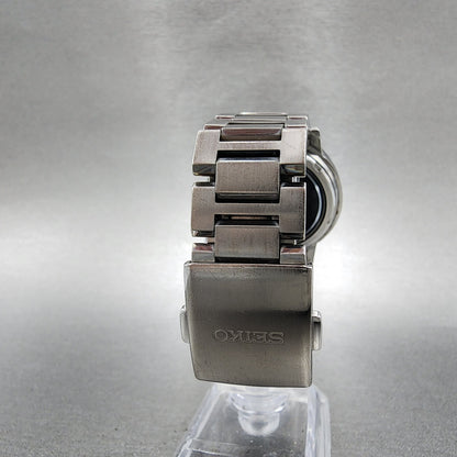 Seiko World Time Solar Watch Men 39mm Black Dial Silver Tone Date 7b25-0ad0 Runs