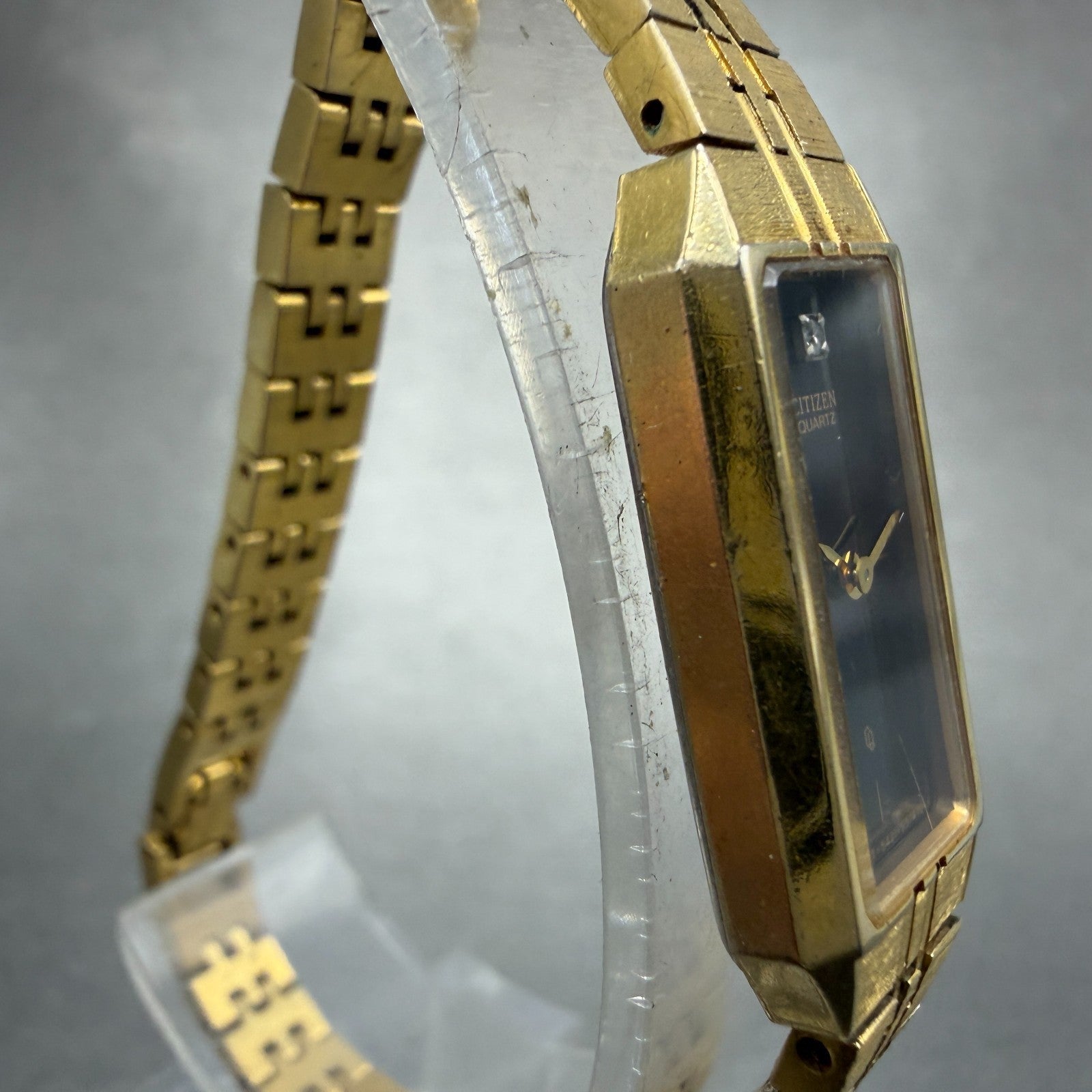 Citizen CQ Tank Watch Women 13mm Black Dial Gold Tone 5421-618523 New Battery3