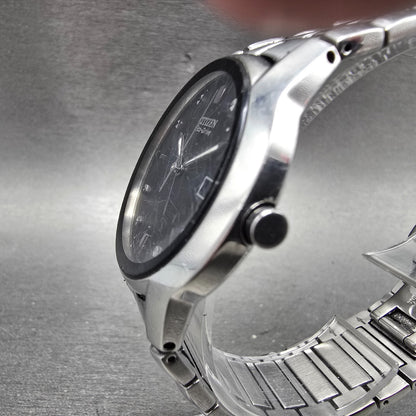 Citizen Eco-Drive Watch Men 37mm Black Dial Silver Tone Date E111-S058481 Runs2