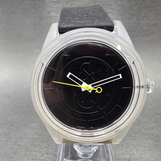 Citizen Q&Q Smilesolar Watch Men 40mm Black Dial Clear Round RP00J005Y Runs0