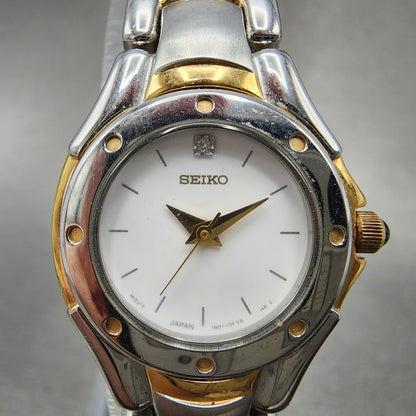 Seiko Watch Women 22mm White Dial Two Tone 1n01-0cw0 New Battery