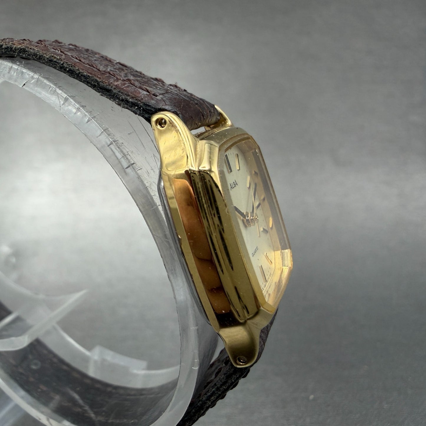 Seiko Alba Tank Watch Women 20mm Champagne Dial Gold Tone V811-5310 New Battery3