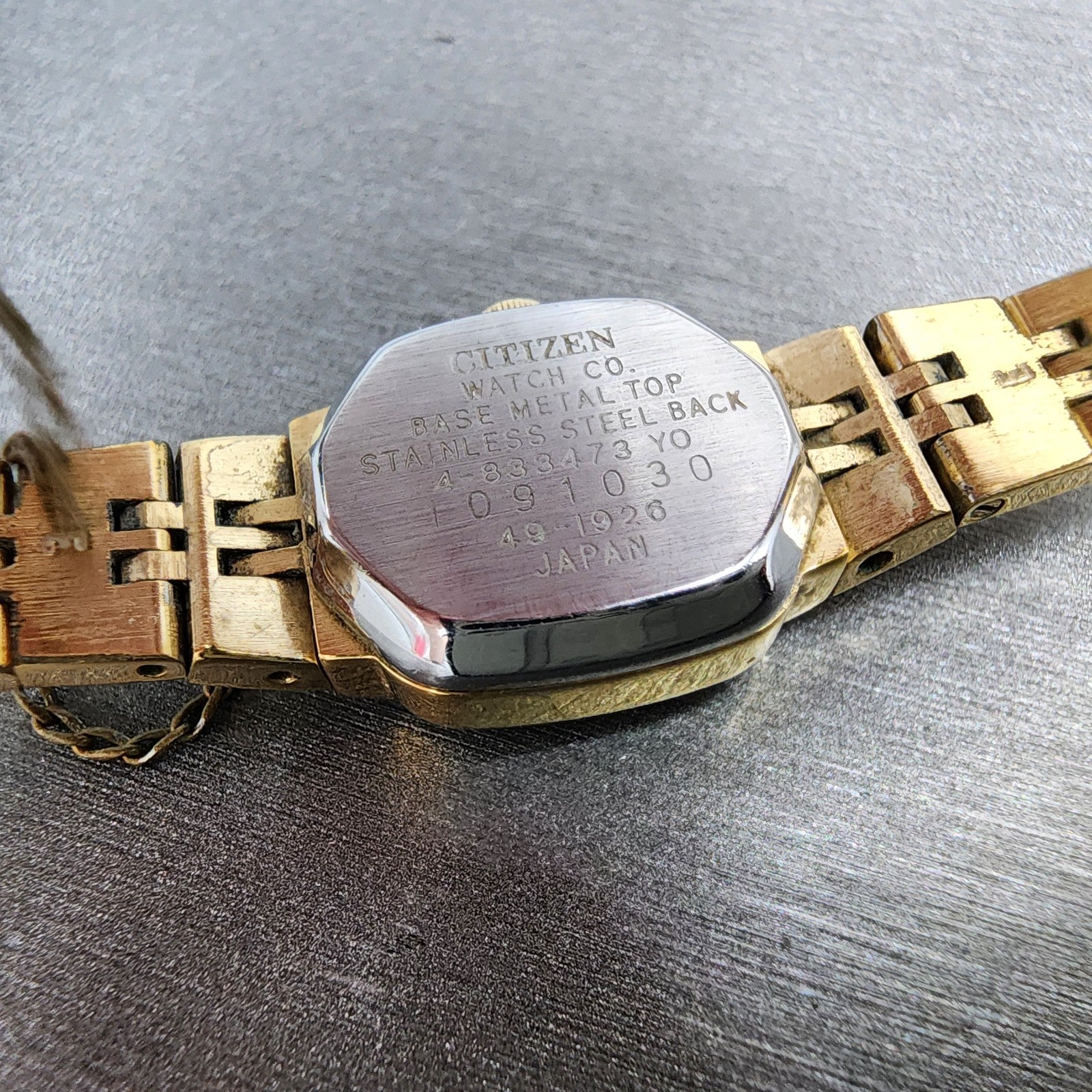 Citizen CQ Tank Watch Women 15mm Cream Dial Gold Tone Rectangle New Battery9