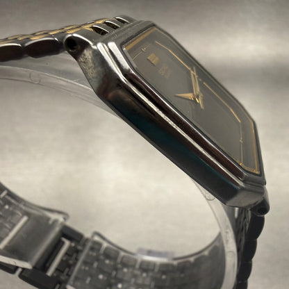Seiko Watch Men 26mm Black Dial Two Tone Rectangle 5P31-5A59 New Battery3