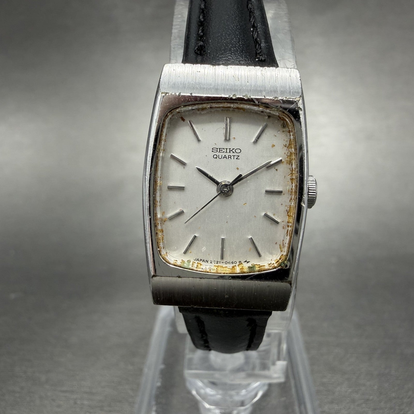 Seiko Tank Watch Women 16mm Silver Dial Silver Tone 2C21-5160 New Battery0