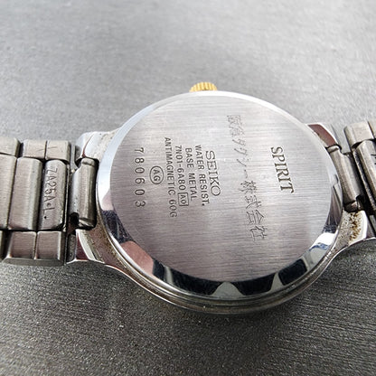 Seiko Spirit Watch Women 25mm Champagne Dial Two Tone Round 7N016A80 New Batt10