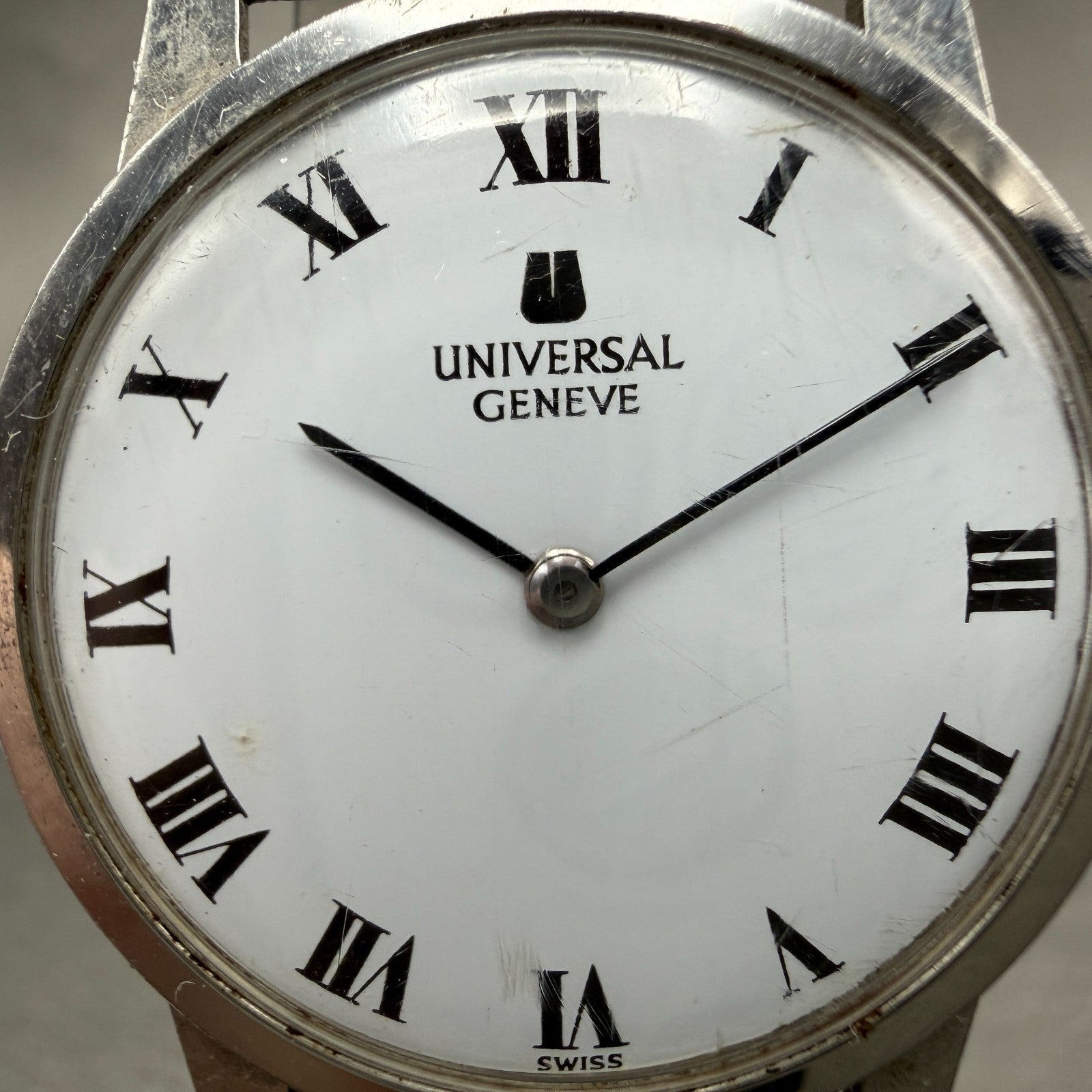 Universal Geneve Watch Men 31mm White Dial Steel Manual Wind 842101 Runs VTG1