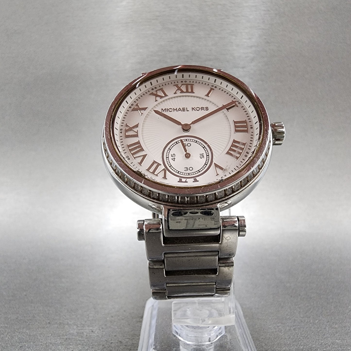 Michael Kors Skylar Watch Women 42mm White Dial Silver Tone MK5866 New Battery6