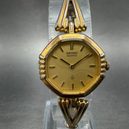 Seiko Watch Women 20mm Champagne Dial Gold Tone Octagon 1400-5200 New Battery0
