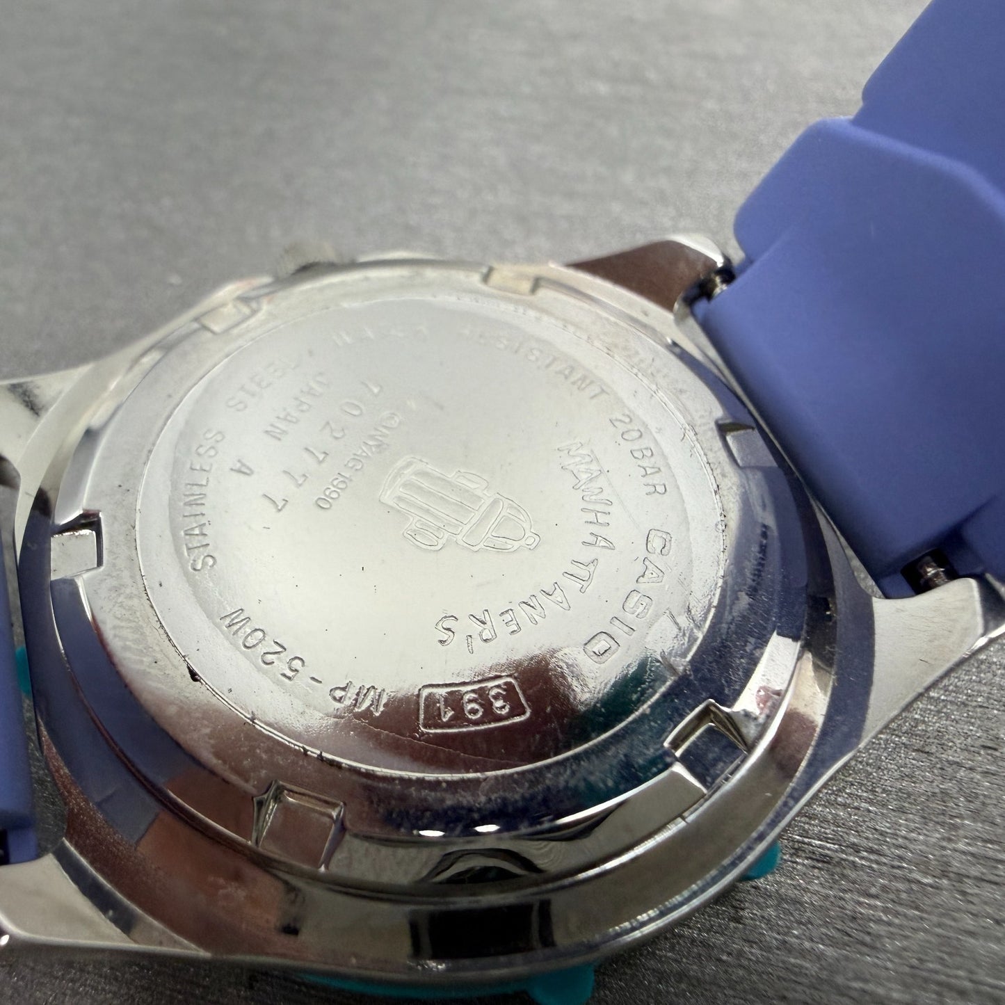 Casio Dive Watch Men 36mm Gray Dial Steel Blue Purple Manha Ttaners New battery9
