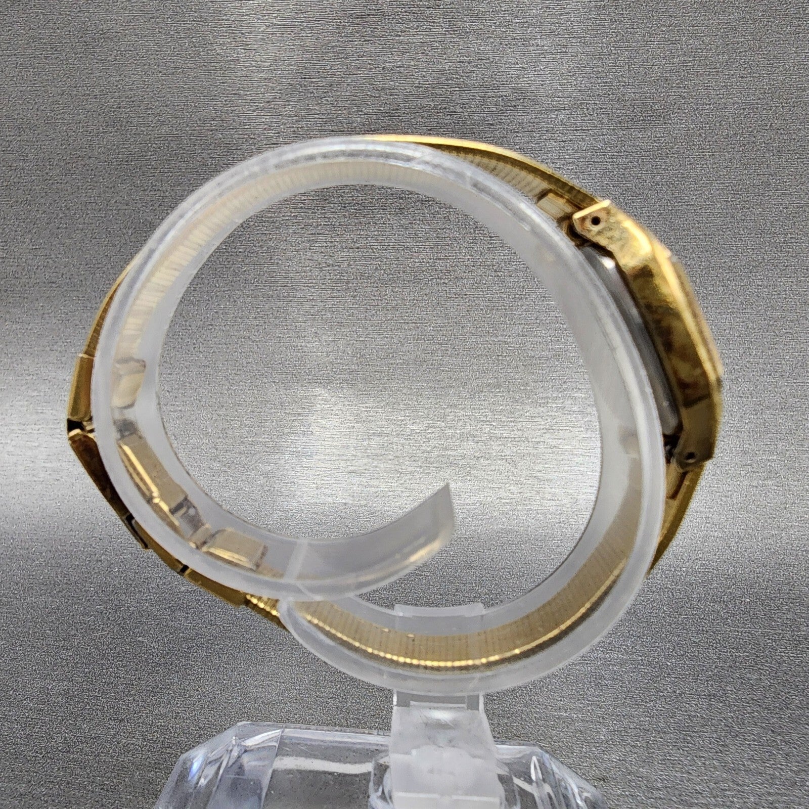 VTG Seiko Watch Women 17mm Champagne Dial Gold Tone Rectangle 54215029 New Batt8