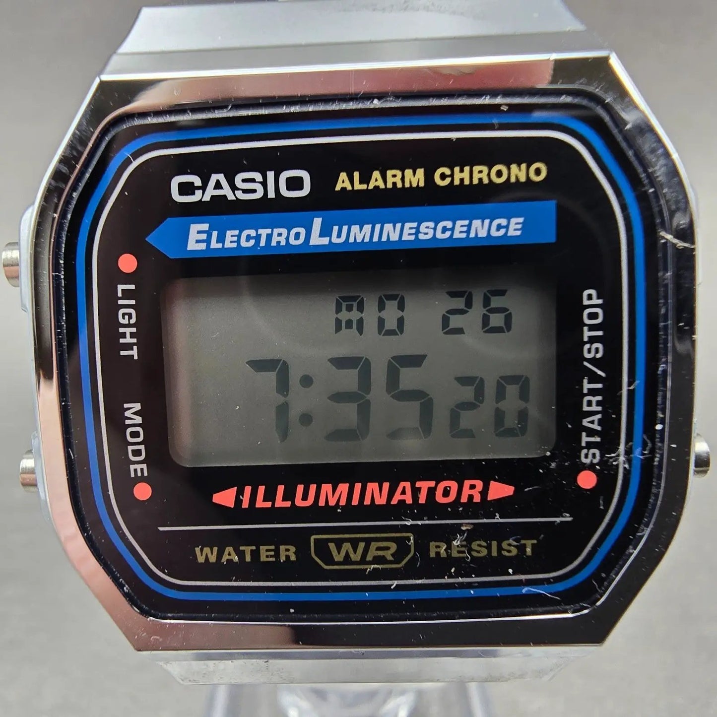 Casio A168 Illuminator Watch Men 36mm Digital Steel Alarm Chronograph New Batt J1