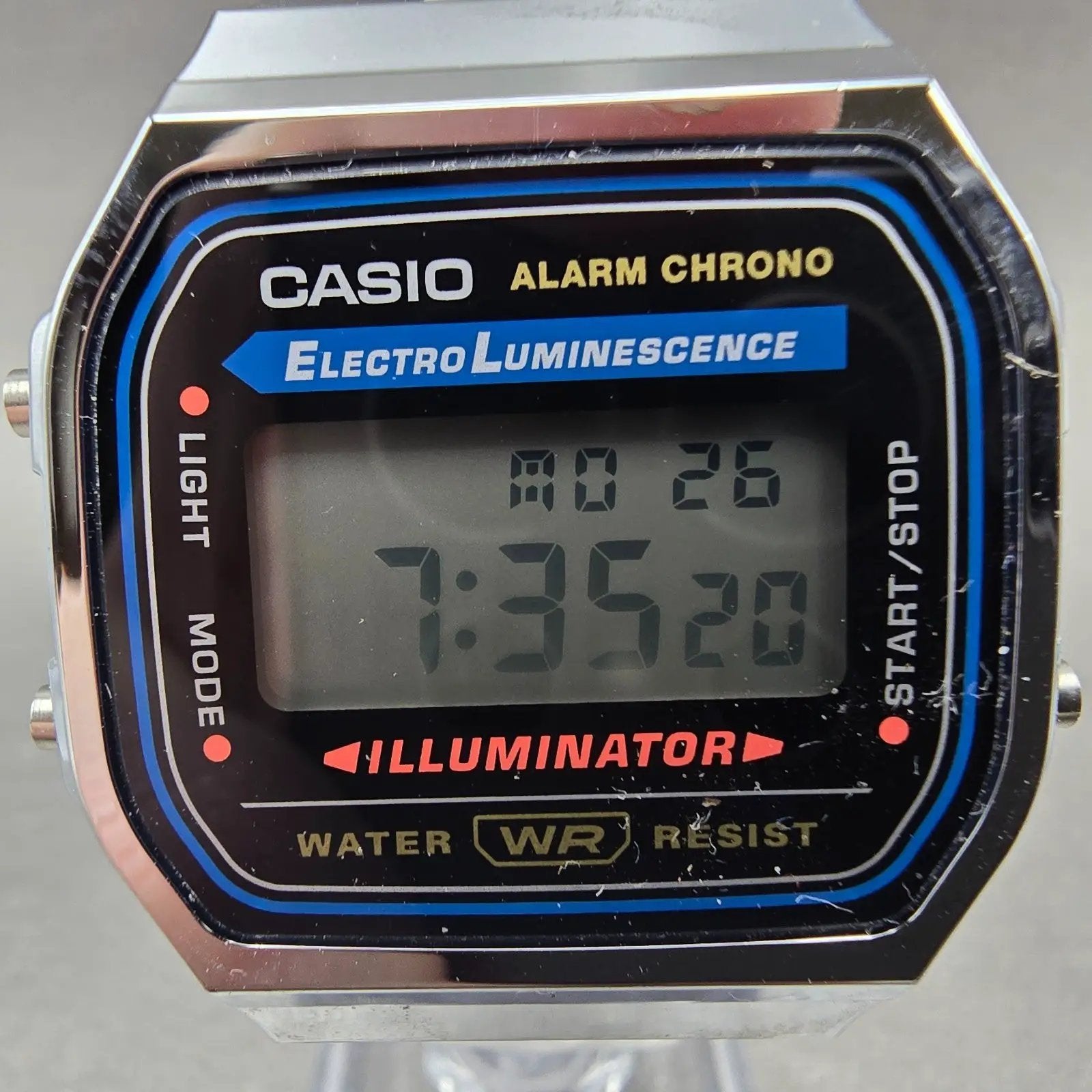 Casio A168 Illuminator Watch Men 36mm Digital Steel Alarm Chronograph New Batt J1