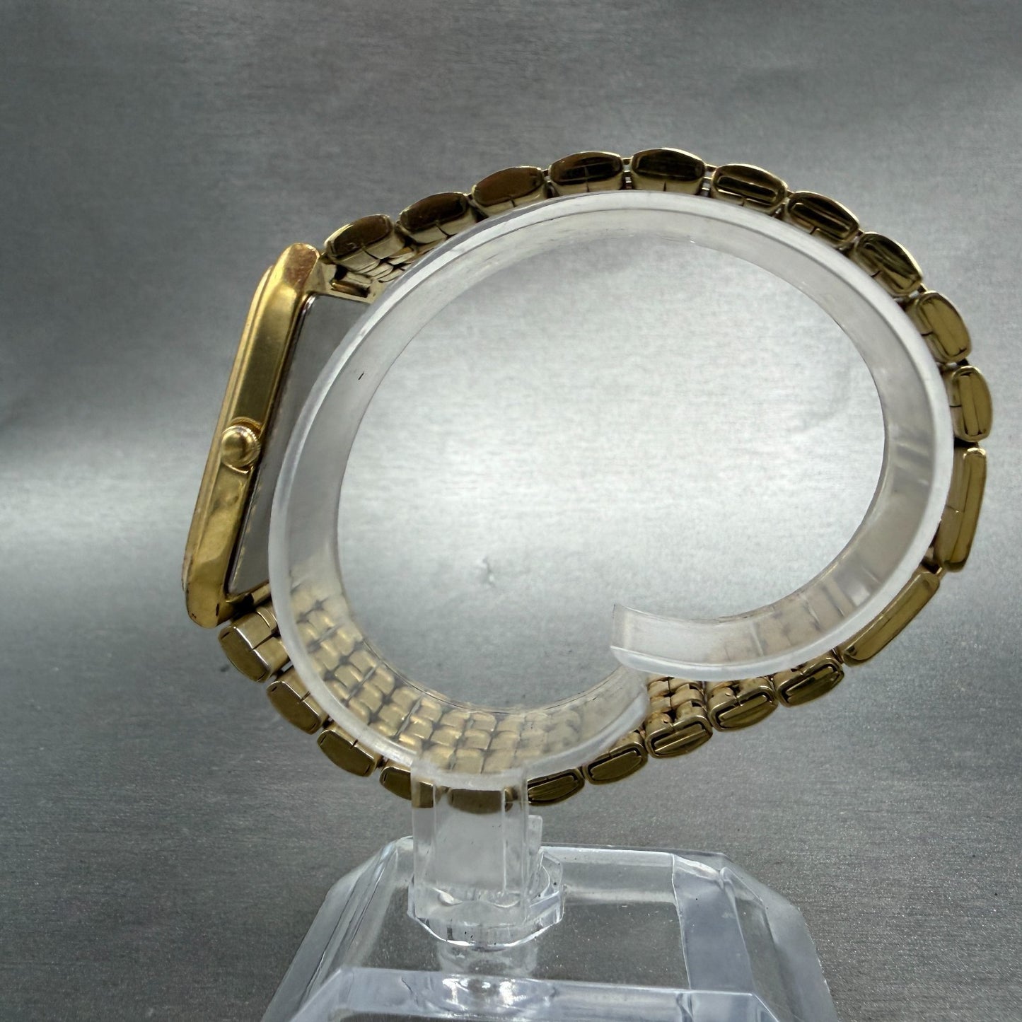 Seiko Tank Watch Men 27mm Black Dial Gold Tone Date Rectangle 7N39-5A39 PARTS7