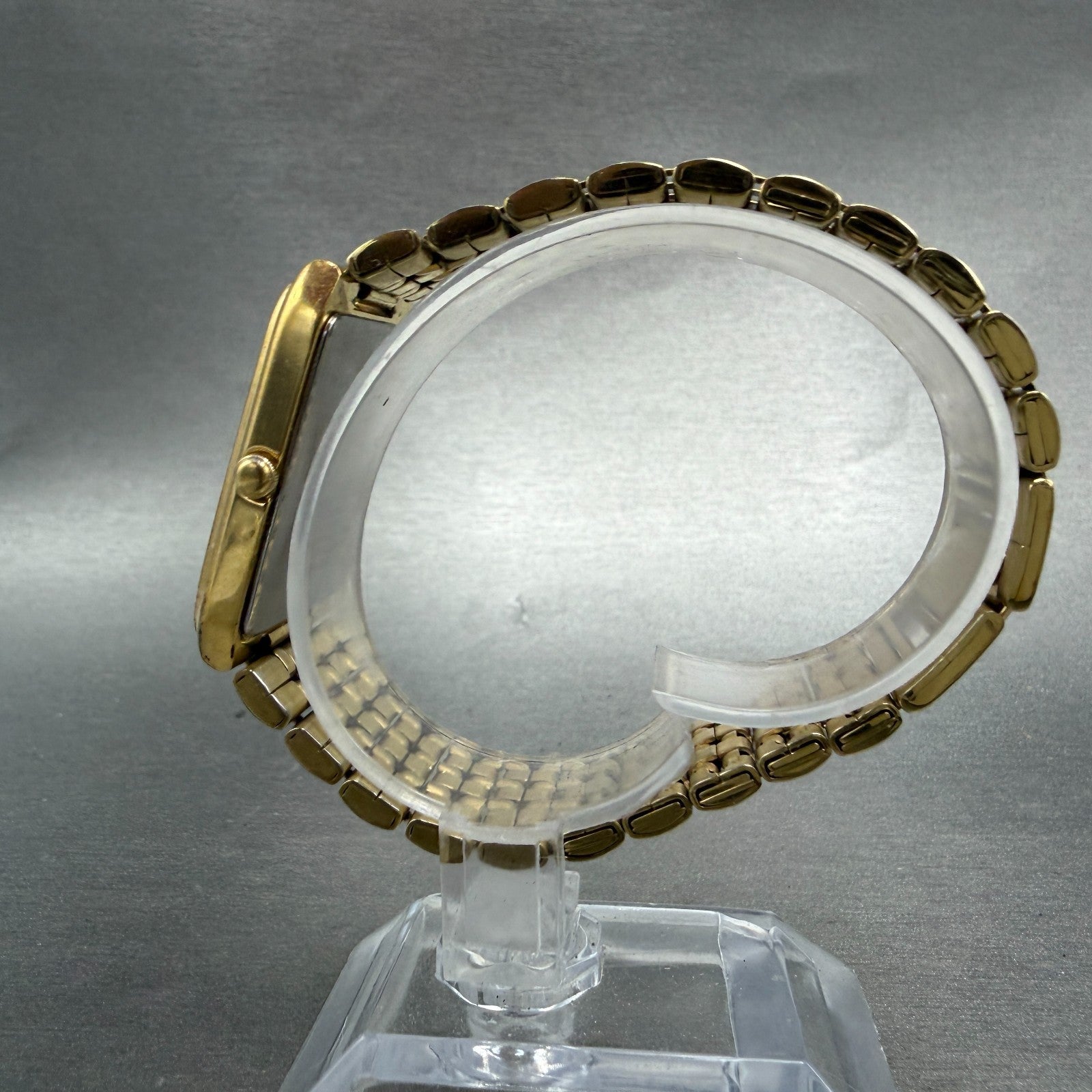 Seiko Tank Watch Men 27mm Black Dial Gold Tone Date Rectangle 7N39-5A39 PARTS7