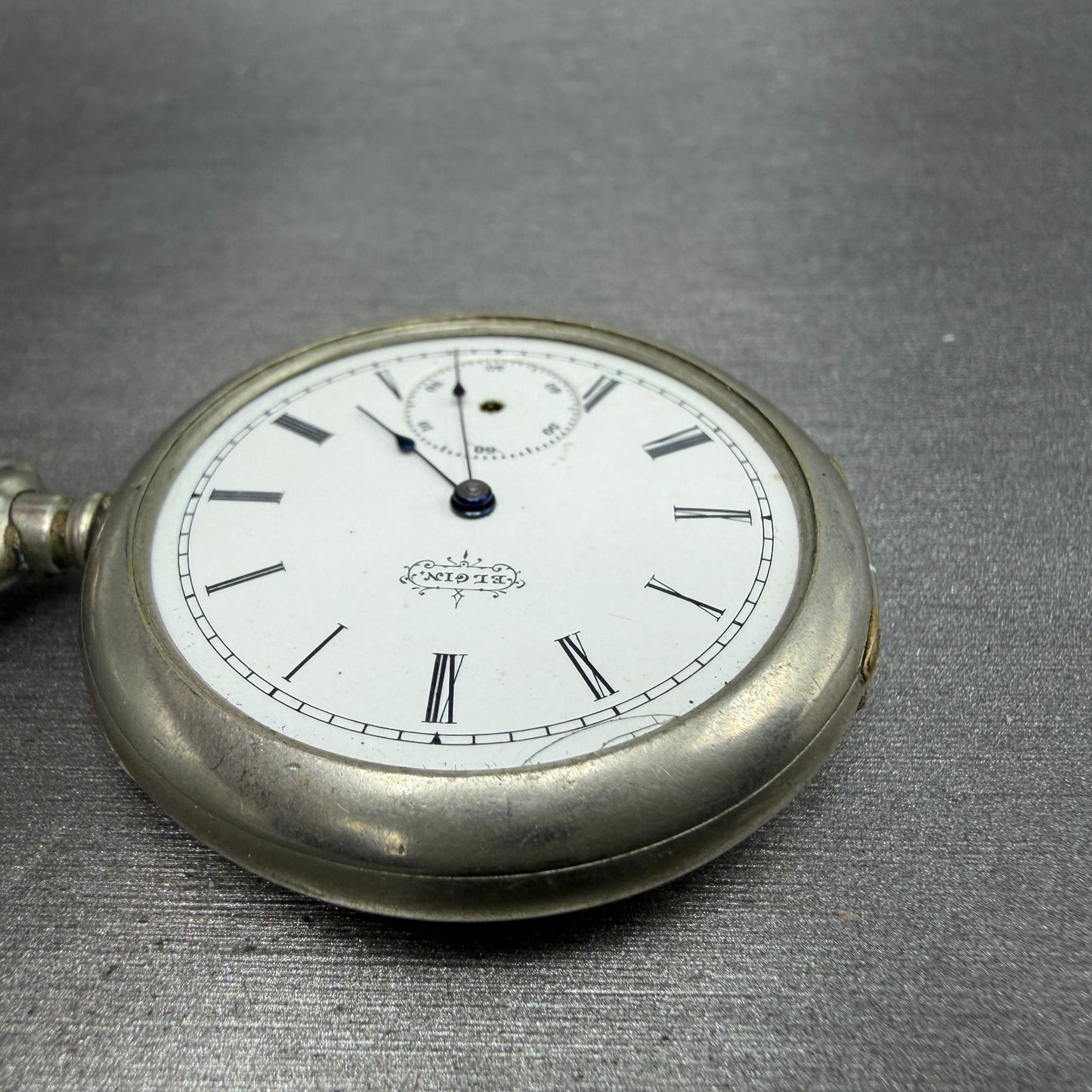 Elgin Pocket Watch 41.5mm White Dial Silver Tone Grade 94 Round Manual Wind PART5