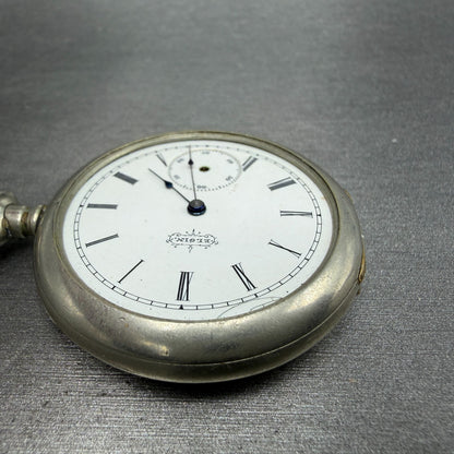 Elgin Pocket Watch 41.5mm White Dial Silver Tone Grade 94 Round Manual Wind PART5