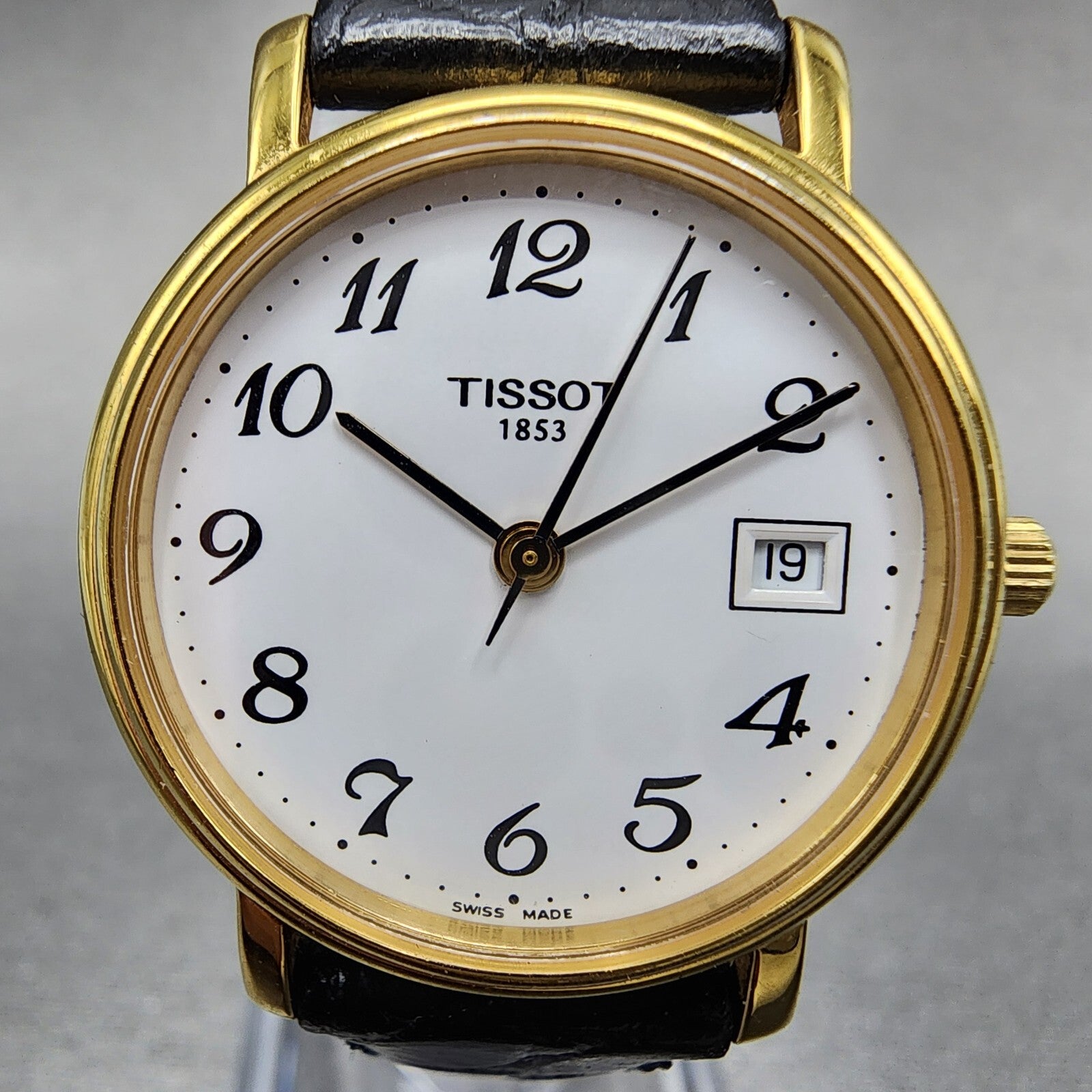 Tissot Watch Women 27mm White Dial Gold Tone Date Round T830/930 New Battery1