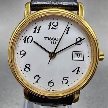 Tissot Watch Women 27mm White Dial Gold Tone Date Round T830/930 New Battery1