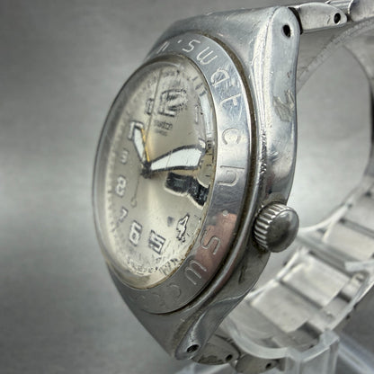 Swatch irony Cool Days Watch Men 37mm Silver Dial Steel Daydate Round New Batt2