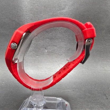 Diesel Trojan Watch Men 44mm Black Dial Red Tone Rectangle DZ-1351 New Battery6
