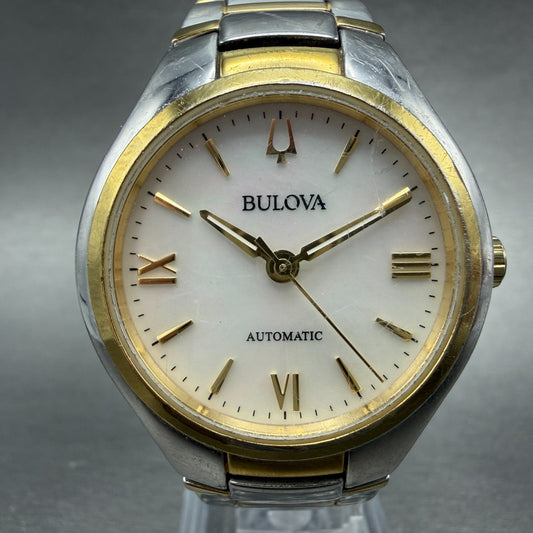 Bulova Automatic Watch Women 34mm MOP Dial Two Tone Round 98L297 Runs0