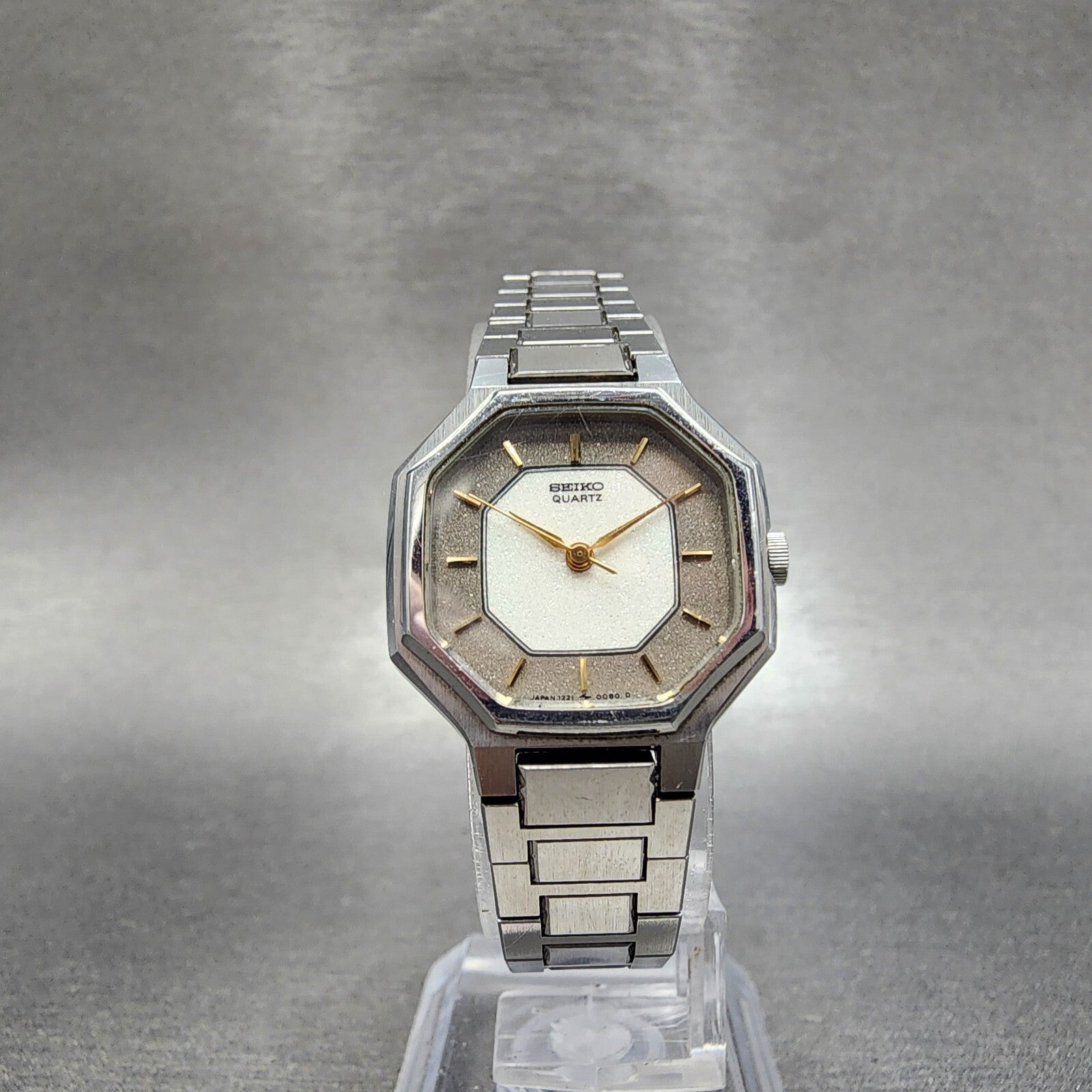 Seiko Watch Women 23mm White Dial Stainless Steel Octagon 12215040 New Battery5