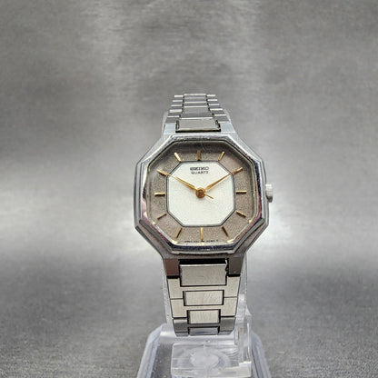 Seiko Watch Women 23mm White Dial Stainless Steel Octagon 12215040 New Battery5