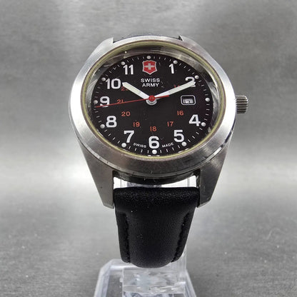 Swiss Army Garrison Watch Women 34mm Black Dial Steel Date Round New Battery5