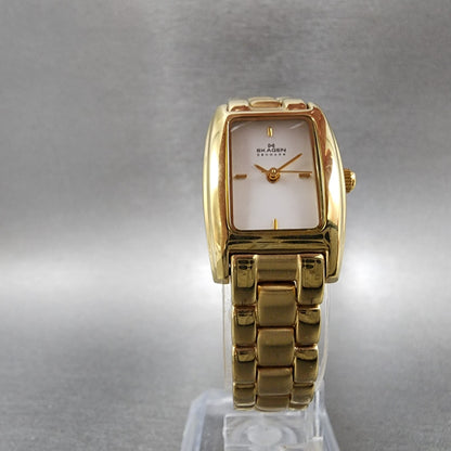 Skagen Tank Watch Women 19mm White Dial Gold Tone Rectangle 93SGXW New Battery5
