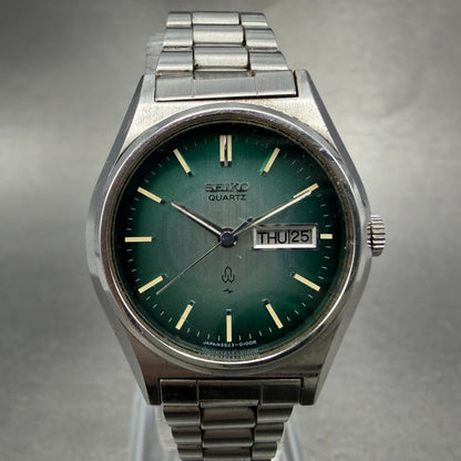 Seiko Watch Women 26mm Green Dial Silver Tone Daydate 2623-0100 New Battery0