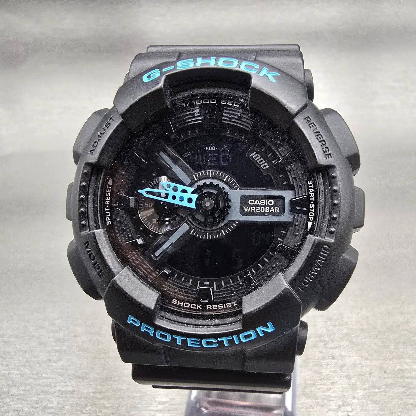 Casio G-Shock GA-110LN Watch Men 50mm Black Blue Chronograph Alarm New Battery0