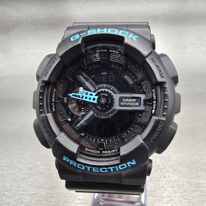 Casio G-Shock GA-110LN Watch Men 50mm Black Blue Chronograph Alarm New Battery0