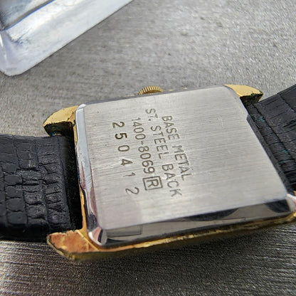 Seiko Tank Watch Women 17mm White Dial Gold Tone Rectangle 1400-8069 New Battery