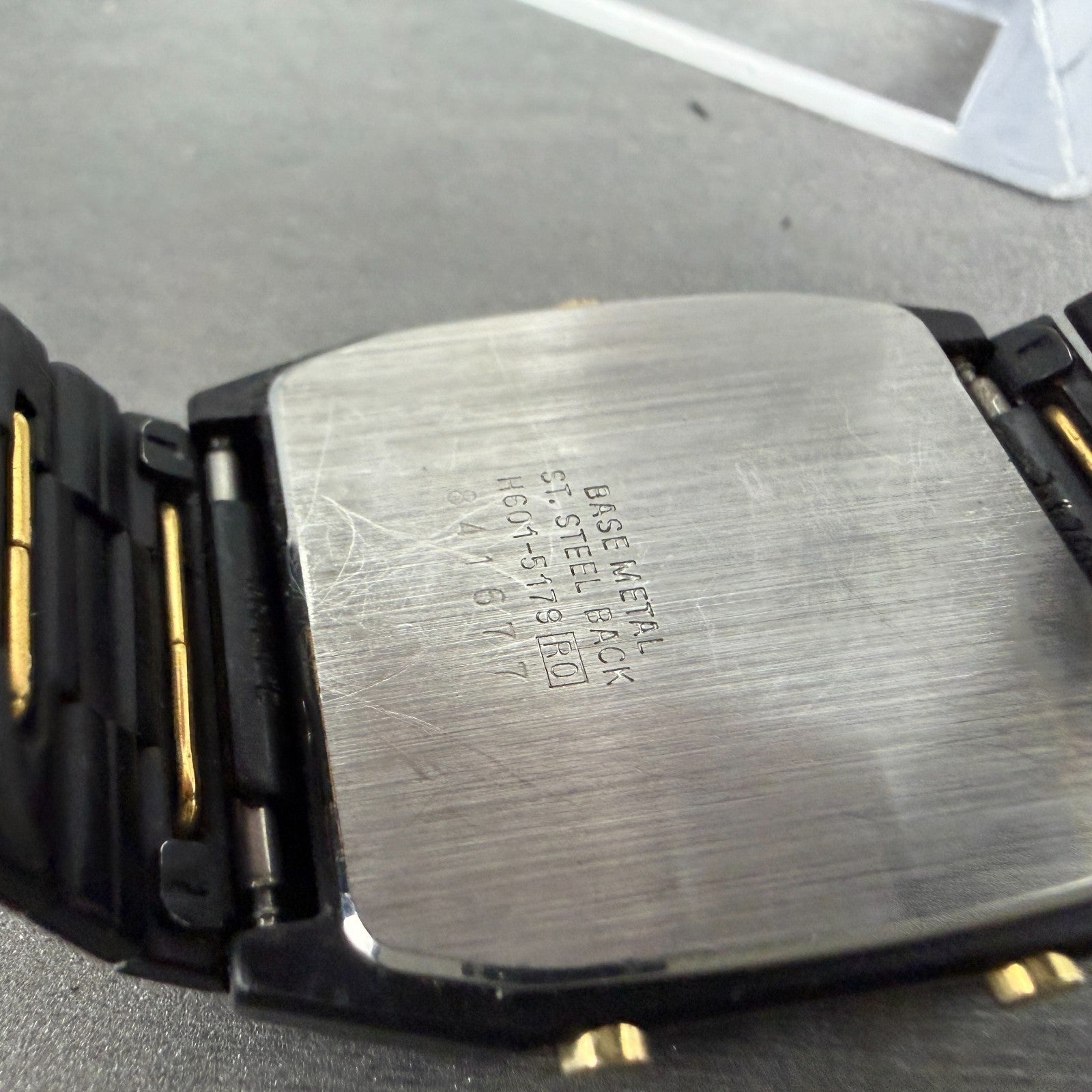 Seiko Analog Digital Watch Men 29mm Black Dial Black Gold Tone H601-5179 New Bat9