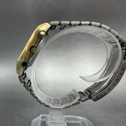 Seiko Digital Watch Men 33mm LCD Gold Tone Rectangle Memory Bank M354-5019 PARTS7