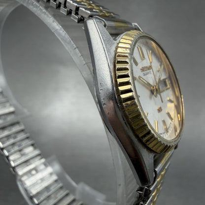 Seiko SQ Watch Women 25mm Silver Dial Two Tone Daydate Round 2A23-0039 NewBat3