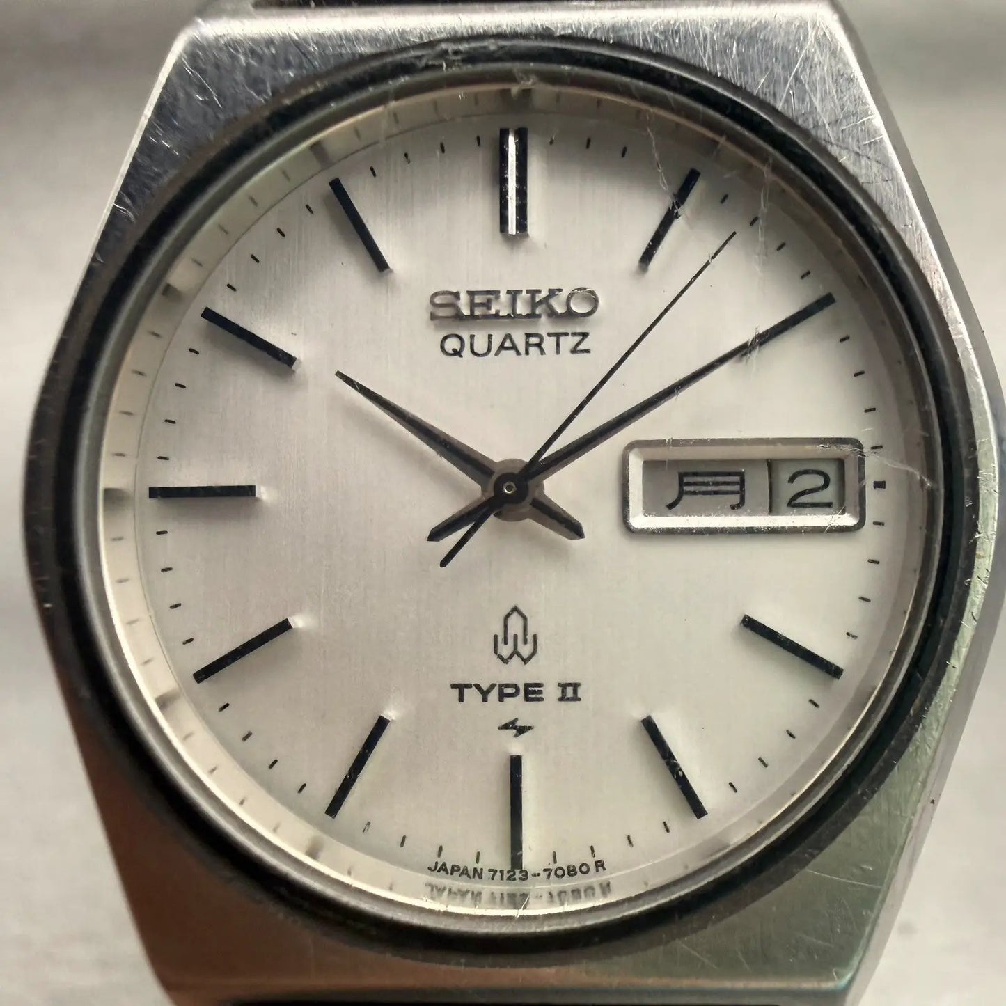 Seiko Watch Men 34mm Silver Dial Silver Tone Daydate Round 7123-7080 New Battery1