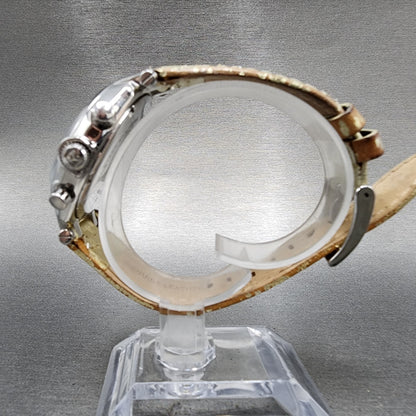 Michael Kors Chronograph Watch Women 36mm White Dial Silver Tone date New Batt6