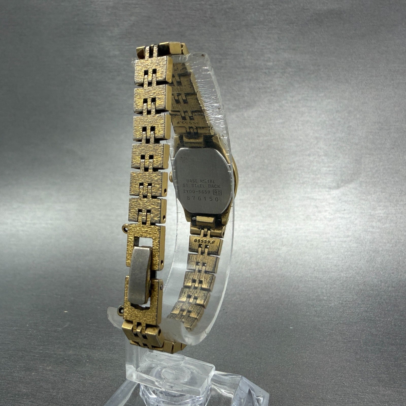 Seiko Watch Women 17mm Champagne Dial Gold Tone Rectangle 2Y00-5659 New Battery7