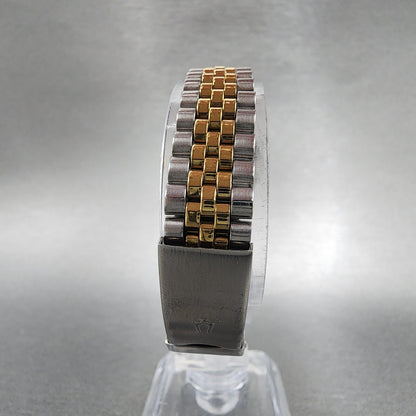 Bulova Marine Star Watch Women 24mm Gold Dial Two Tone Date Round New Battery8